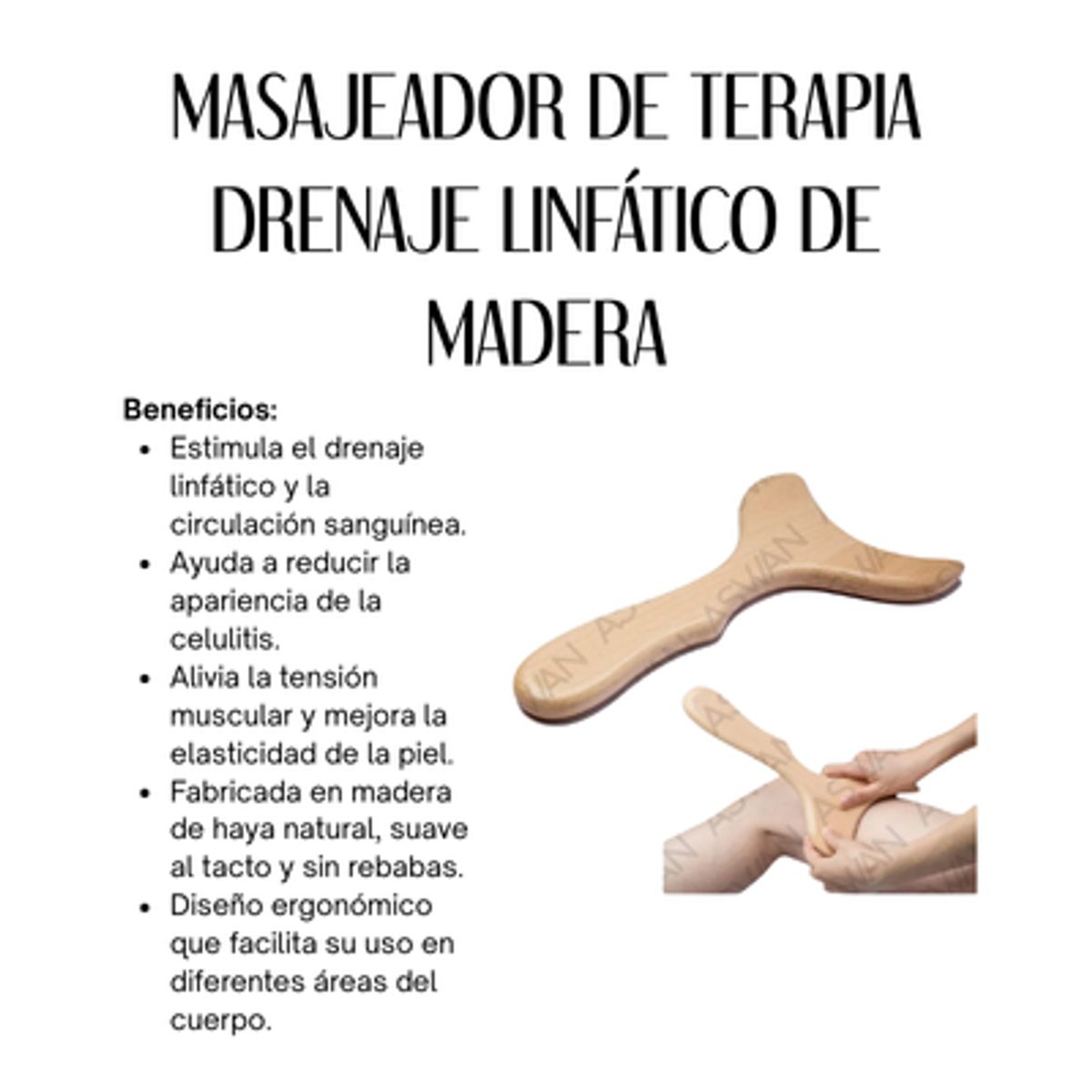 GENERICO - MASAJEADOR DE TERAPIA DRENAJE LINFÁTICO DE MADERA