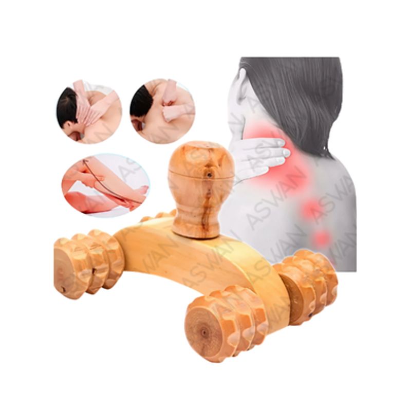 GENERICO - MASAJEADOR RODILLO CARRITO CORPORAL DE MADERA