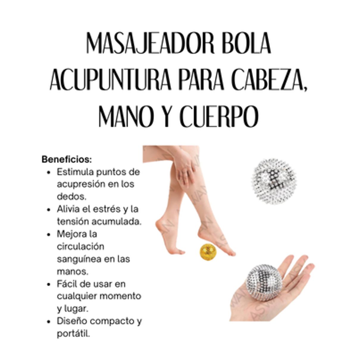 GENERICO - MASAJEADOR BOLA ACUPUNTURA PARA CABEZA MANO Y CUERPO