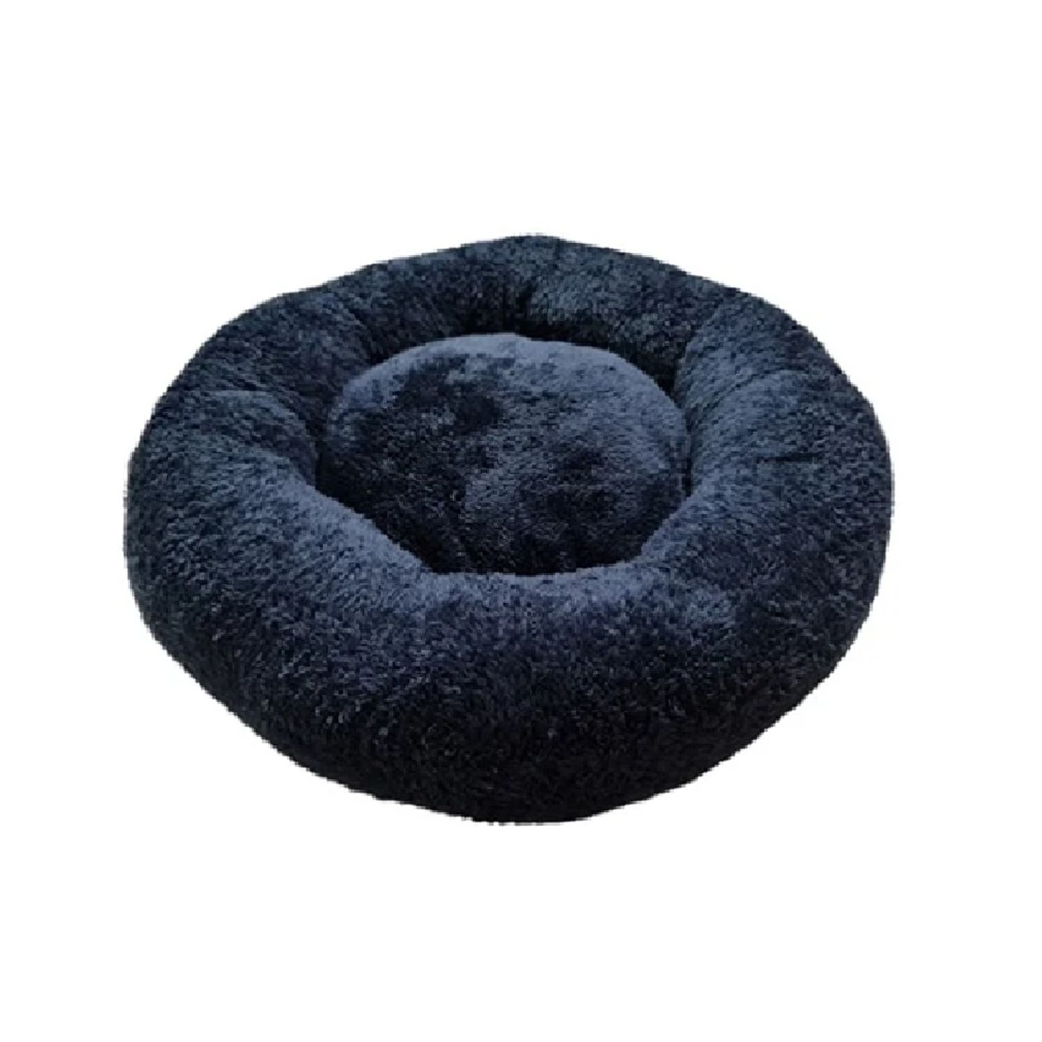 Cama tipo dona peluche azul para mascotas perros y gatos S