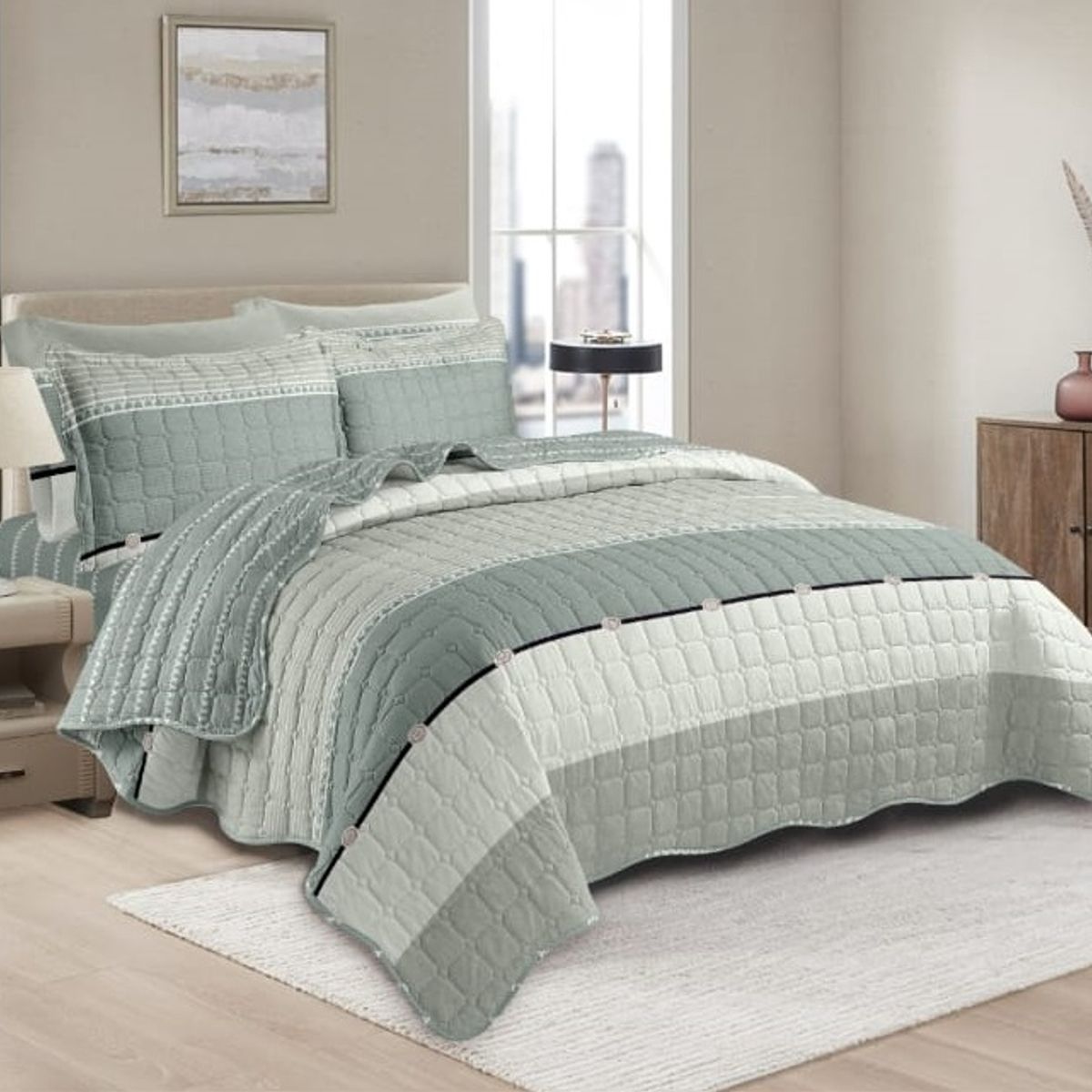 GOLDSUN - CUBRECAMA GOLDSUN EN 3 PIEZAS DE 2 PLAZAS