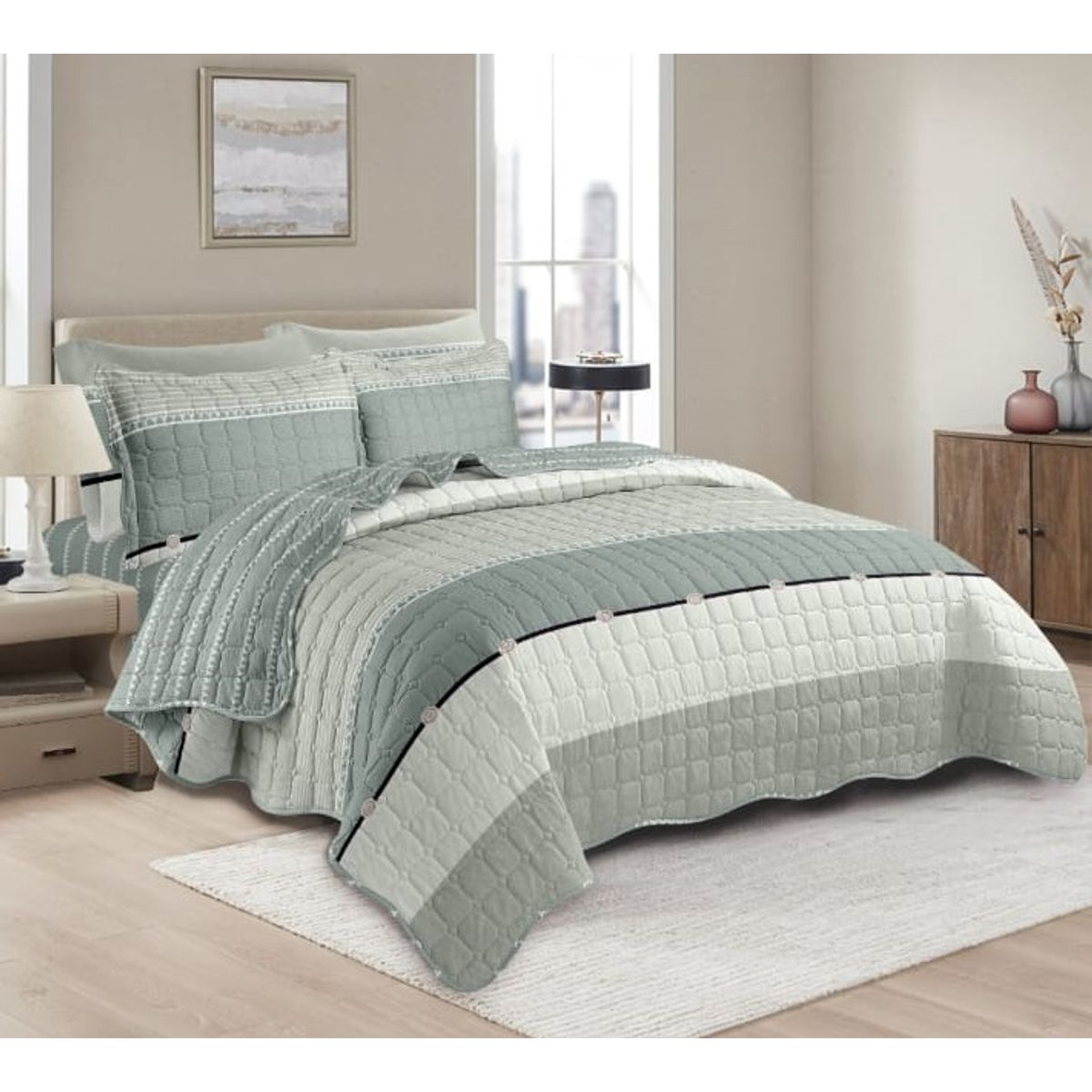 GOLDSUN - CUBRECAMA GOLDSUN EN 3 PIEZAS DE 2 PLAZAS