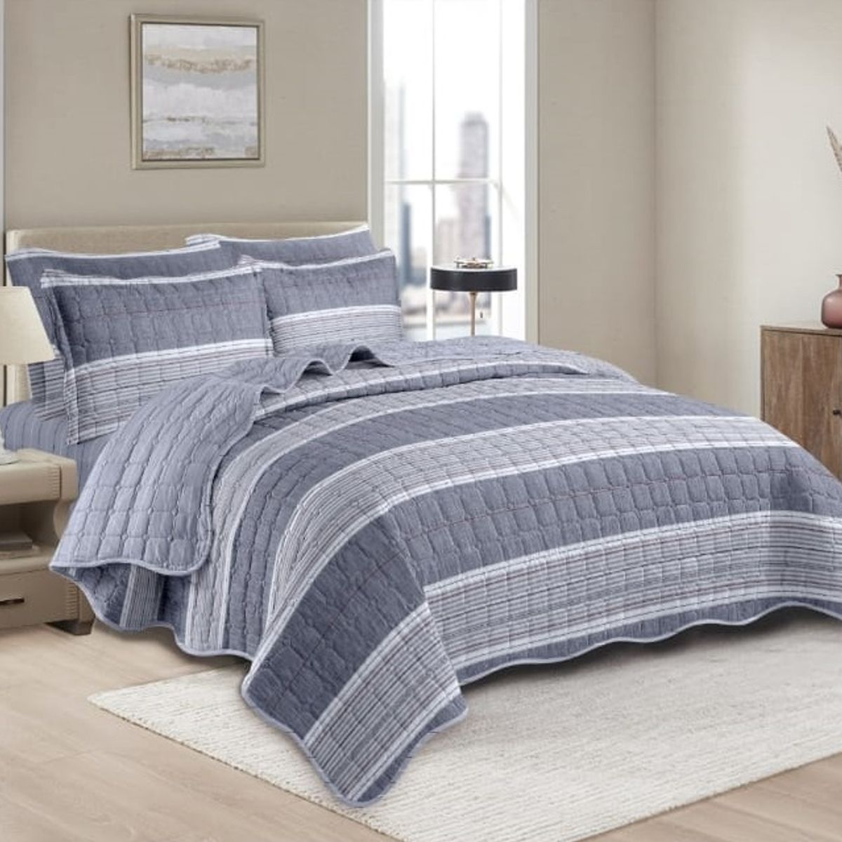 GOLDSUN - CUBRECAMA GOLDSUN EN 3 PIEZAS DE 2 PLAZAS