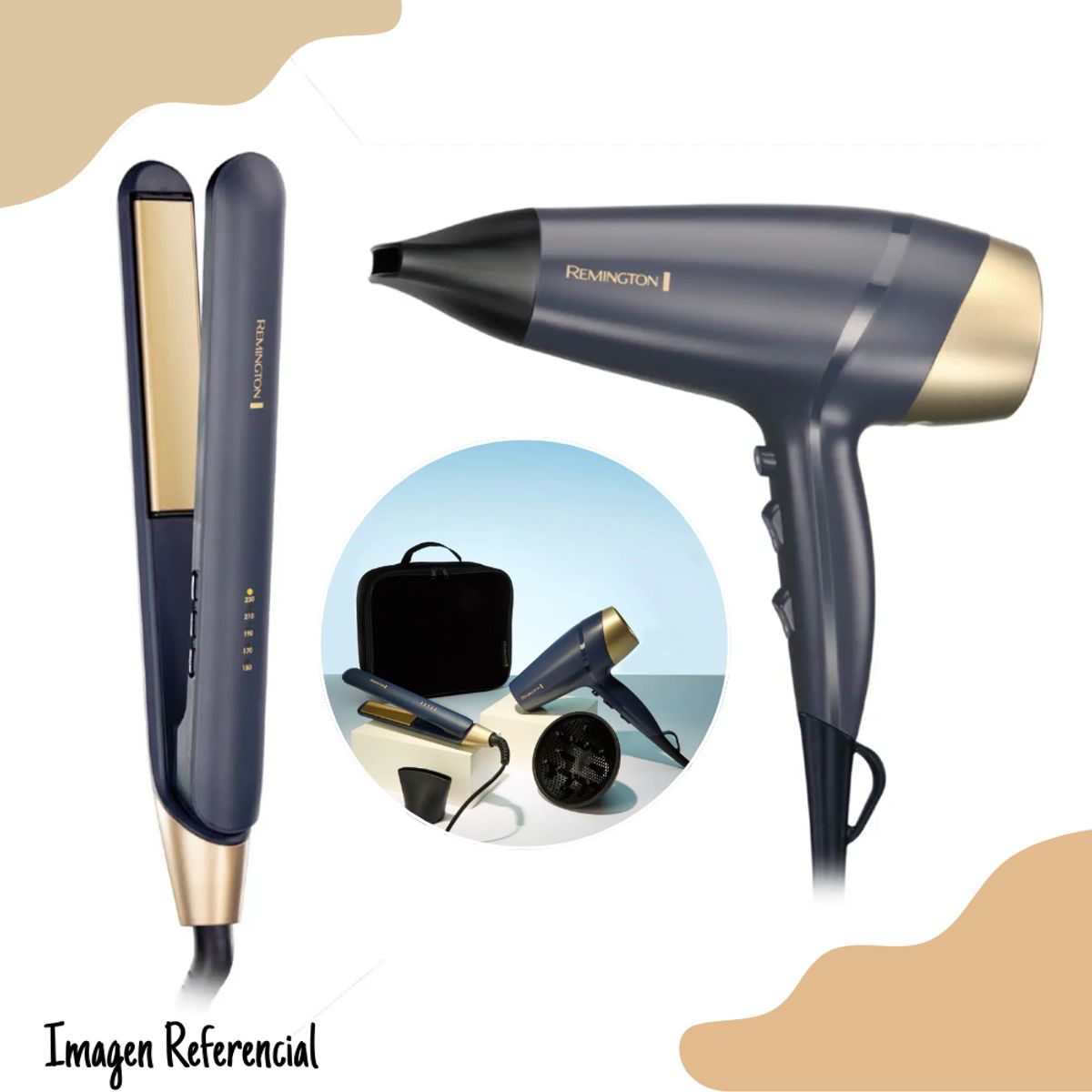 REMINGTON - Combo Remington Sapphire Luxe Secadora De Cabello + Plancha De Cabello
