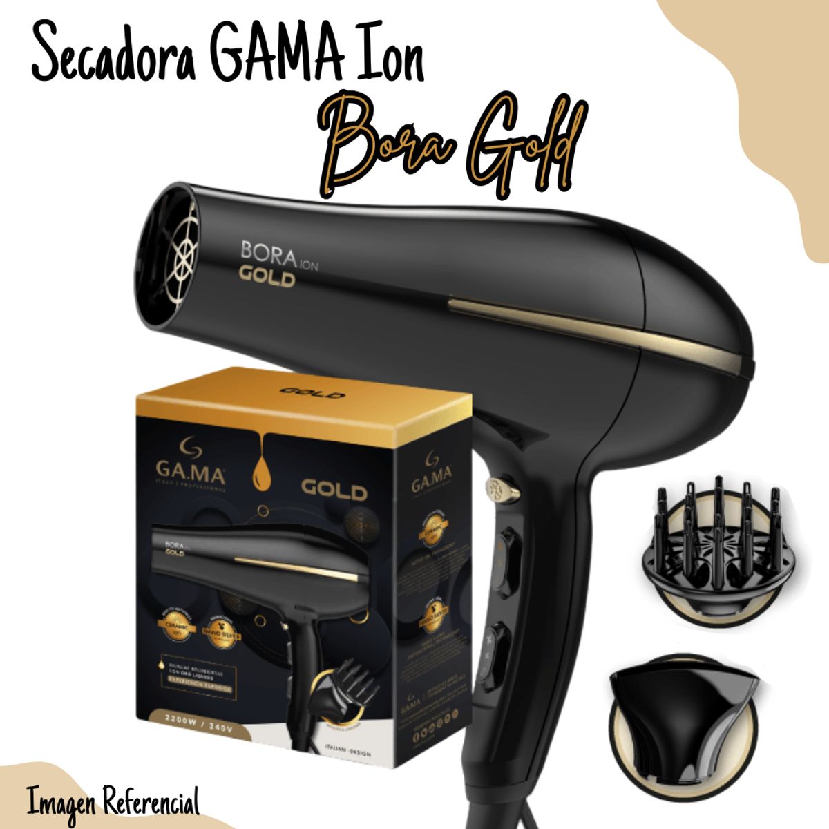 GAMA - Secadora de Cabello Gama Bora Gold Ion