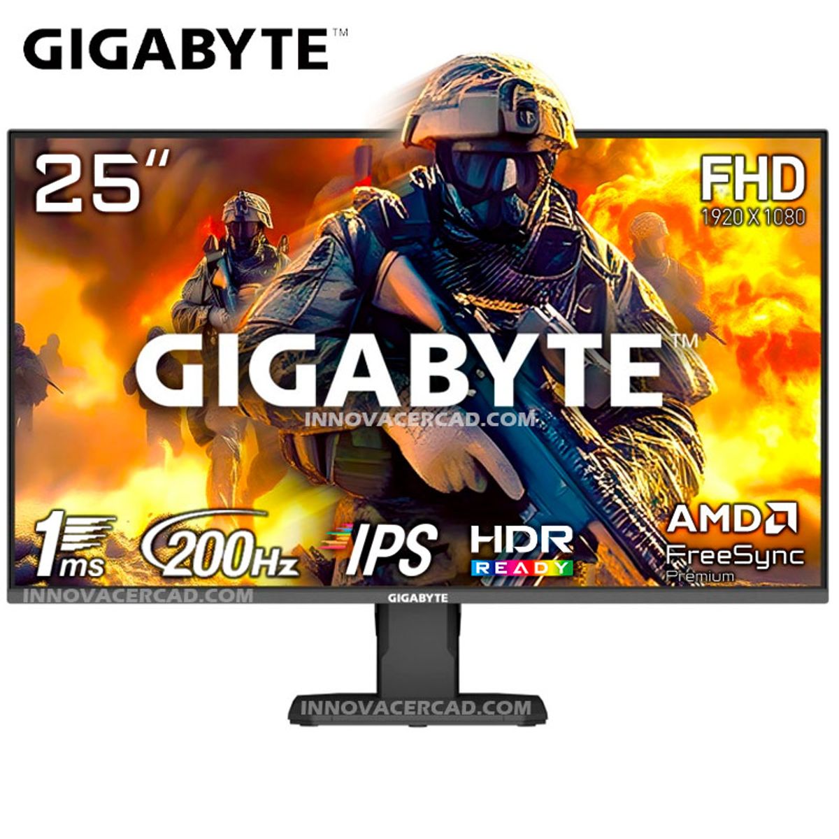 GIGABYTE - Monitor 24.5 Gigabyte Gaming Gs25f2 IPS, 200hz, 1MS, HDR, AMD Freesync