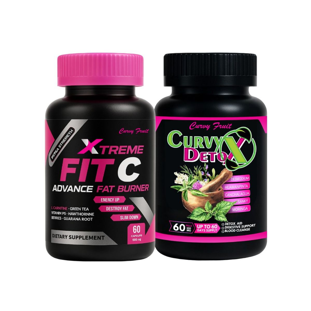CURVY FRUIT - Slim Pack Curvy Detox + Fit C Xtreme  Detox Profundo + Quema Grasa Curvy Fruit