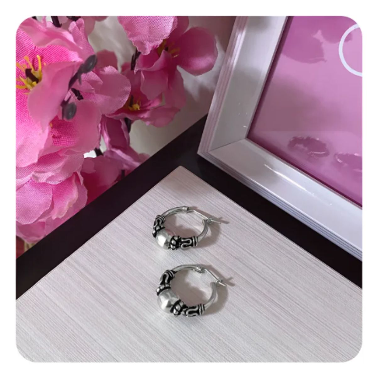 GENERICO - Argollas Mujer Bombita Regalo Novia Mamá Plata Quemada 950