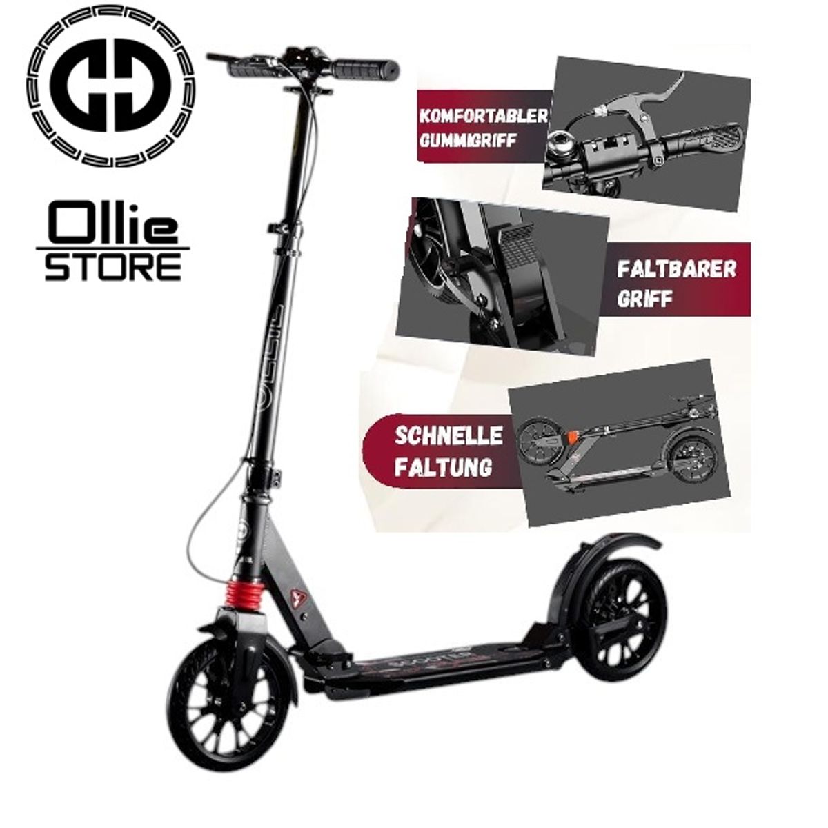 OLLIE - SCOOTER CON FRENO DE MANO PLEGADO 3 NIVELES OLLIE