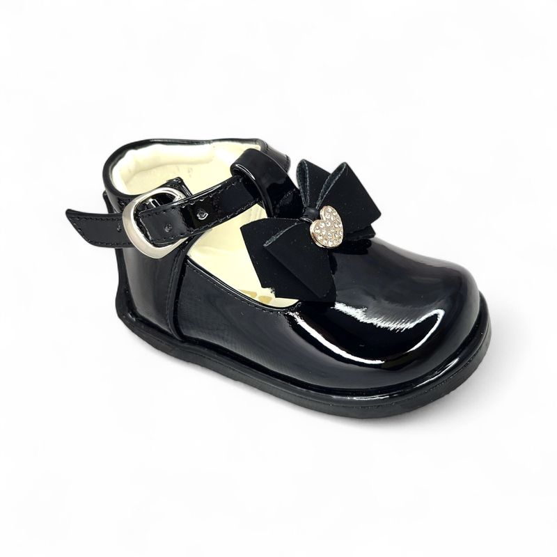 GENERICO - Zapato Charol pibe semi-ortopédico Lazo con Corazón para bebé niña