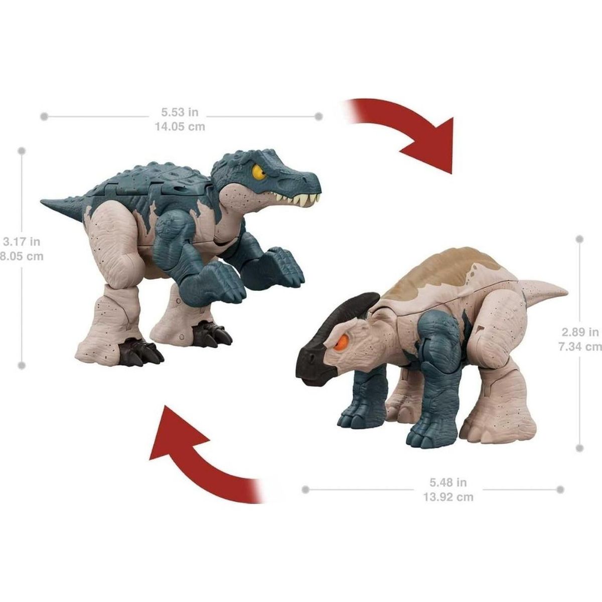 MATTEL - Dinosaurio Jurassic World Converitble de baryonyx a parasoralophous