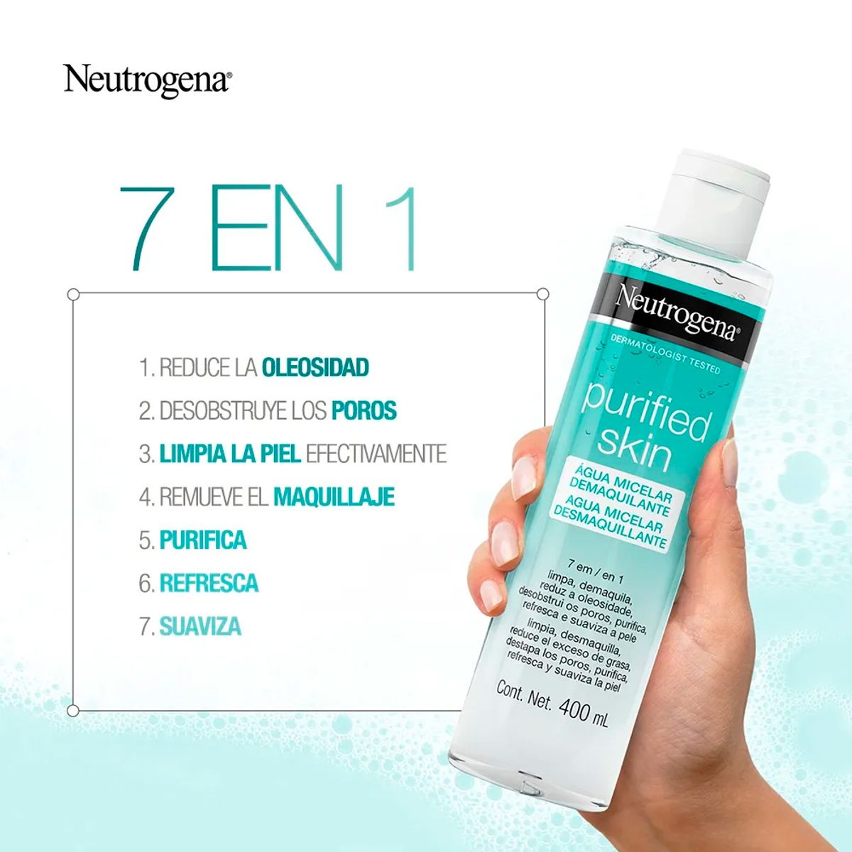 NEUTROGENA - Agua Micelar Neutrogena Purified Skin 7 En 1 400 Ml