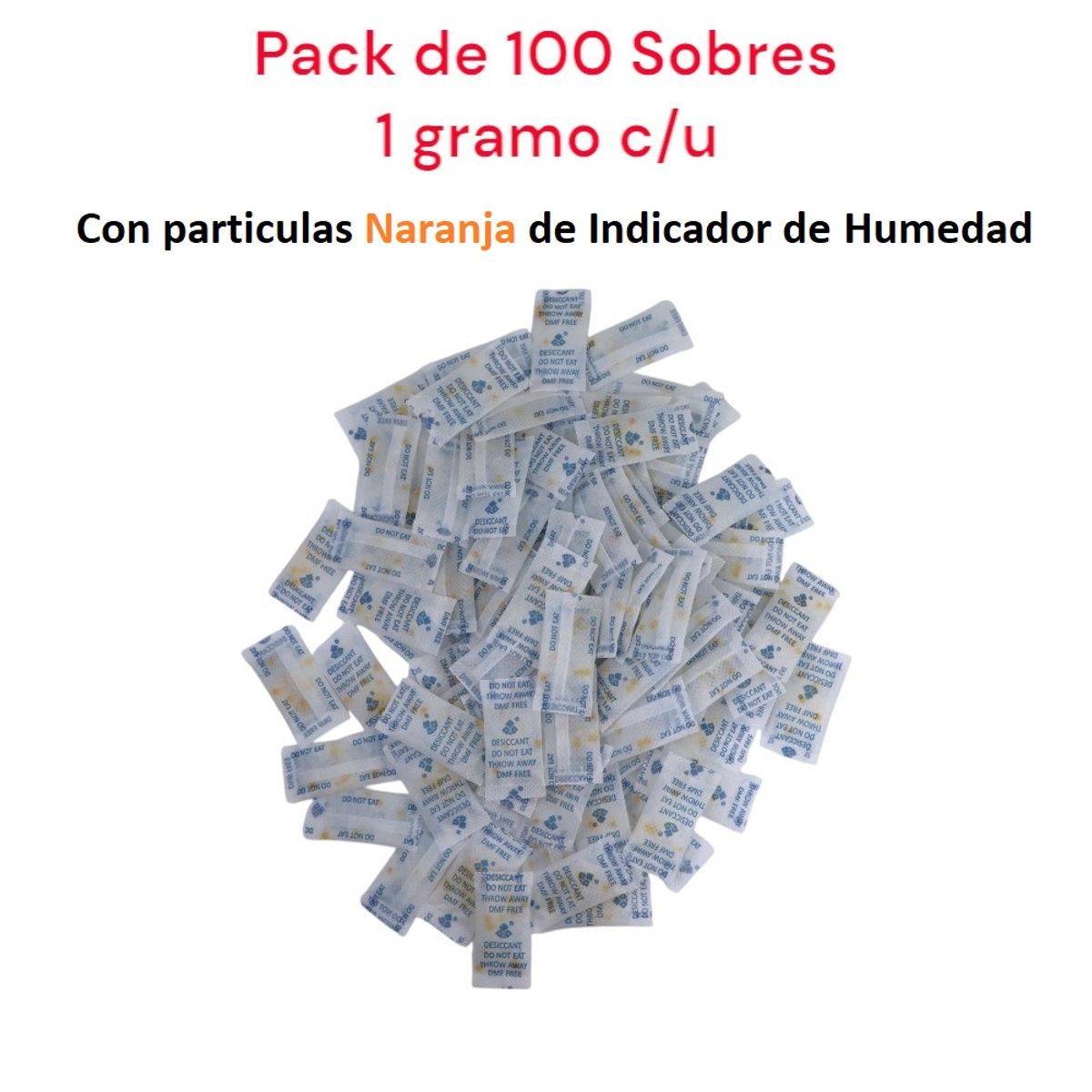 GENERICO - Silica Gel Sobre 1g x 100 sobres Indicador de Humedad Naranja