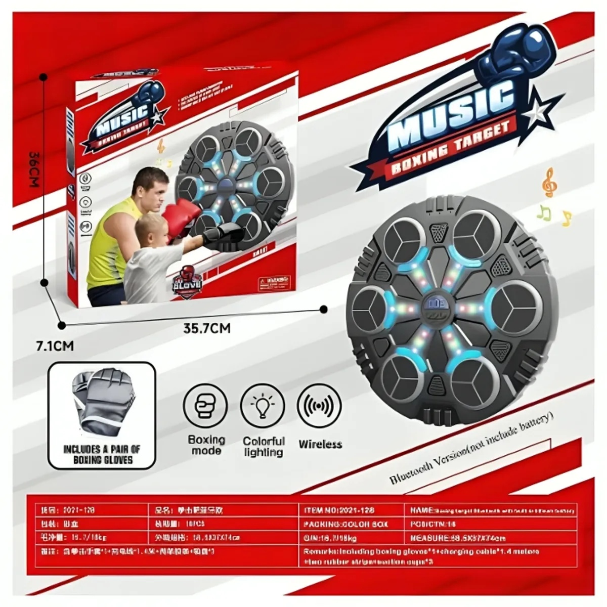 GENERICO - Máquina de Boxeo Inteligente con Guantes Luces LED Bluetooth