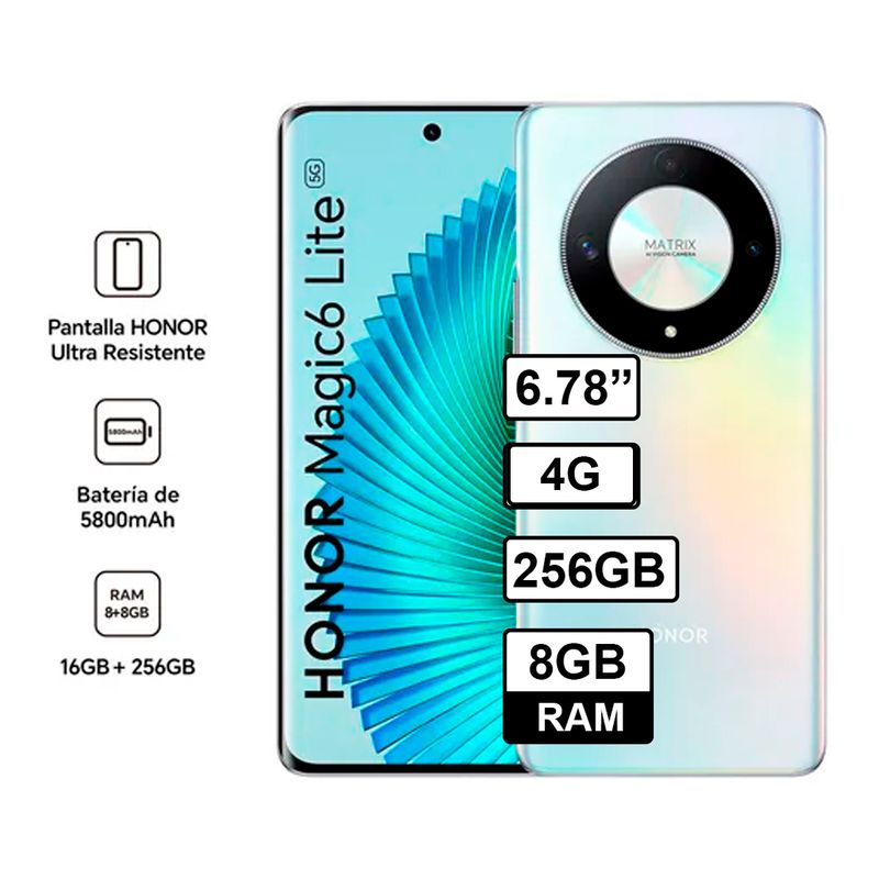 HONOR - Celular HONOR MAGIC 6 LITE 4G - 8GB RAM - 256GB Color Plateado