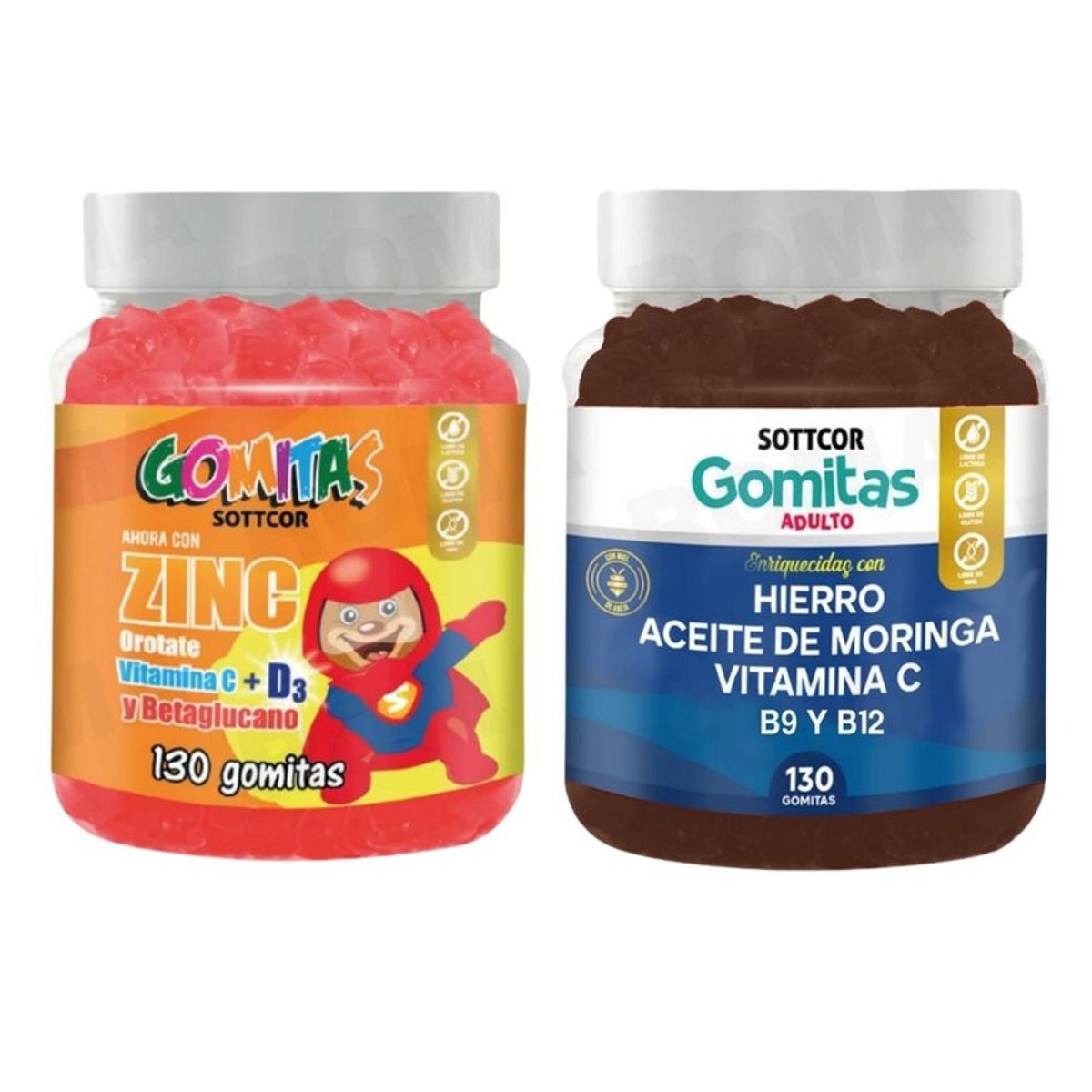GENERICO - PACK 2 GOMITAS ZINC OROTATE NIÑOS 130UND + GOMITAS HIERRO 130UND