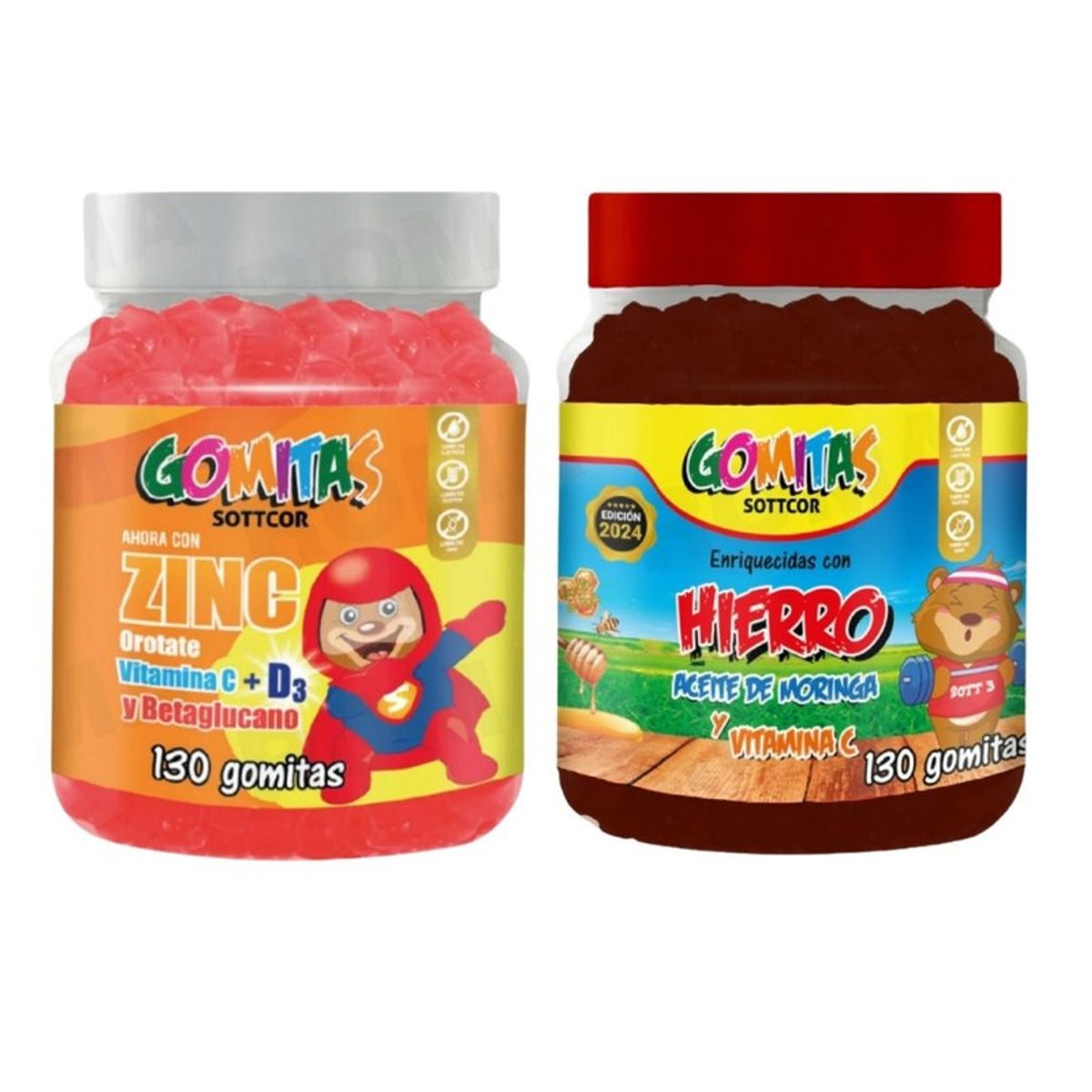 GENERICO - PACK 2 GOMITAS ZINC OROTATE NIÑOS 130UND + GOMITAS HIERRO NIÑOS 130UND