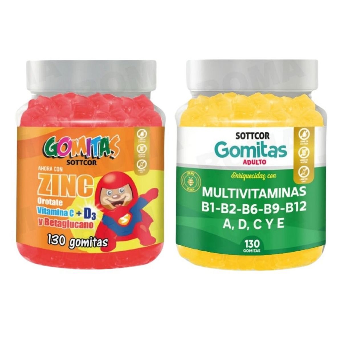 GENERICO - PACK 2 GOMITAS ZINC OROTATE NIÑOS + GOMITAS MULTIVITAMINAS 130UND