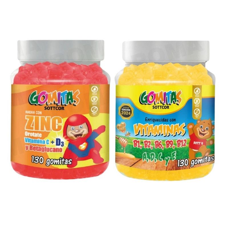 GENERICO - PACK 2 GOMITAS ZINC OROTATE NIÑOS  + GOMITAS VITAMINAS NIÑOS