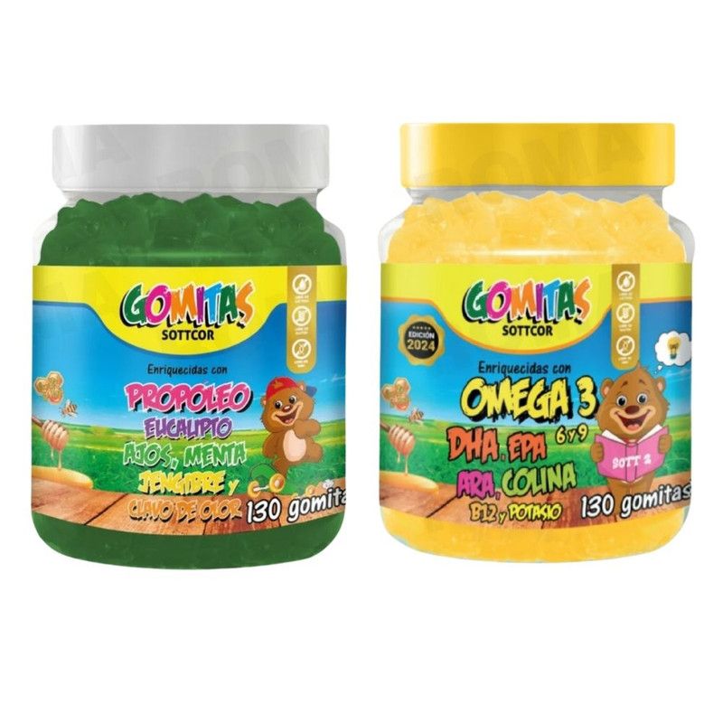 GENERICO - PACK 2 GOMITAS PROPÓLEO NIÑOS 130UND + GOMITAS OMEGA 3 NIÑOS 130UND