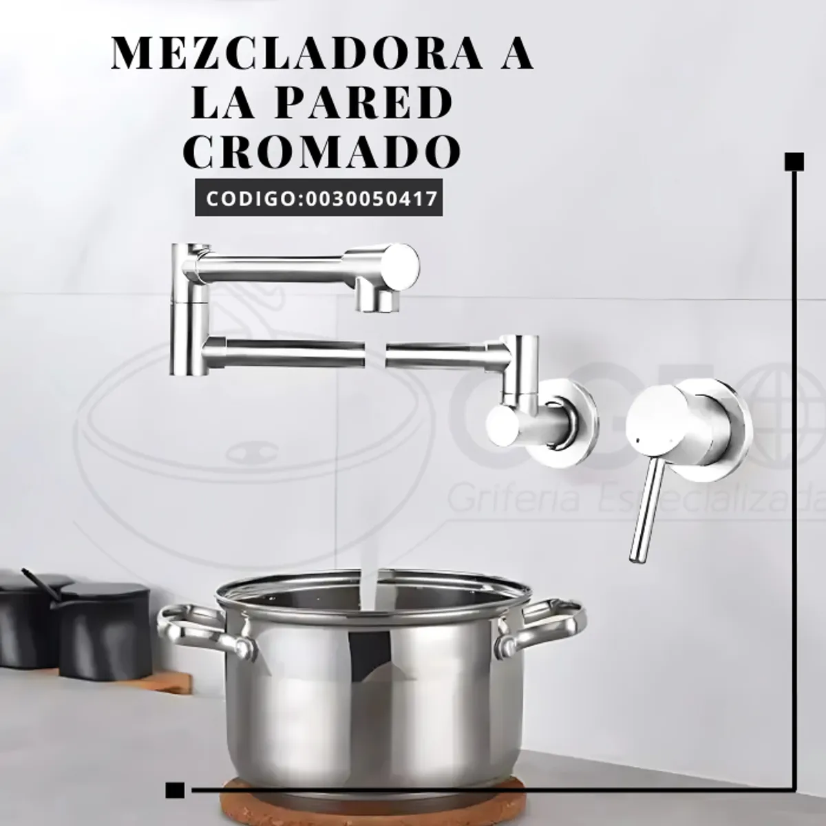 FRATELLI - MEZCLADORA  DE COCINA GIRATORIO  360  GRADOS   A LA PARED CROMADO