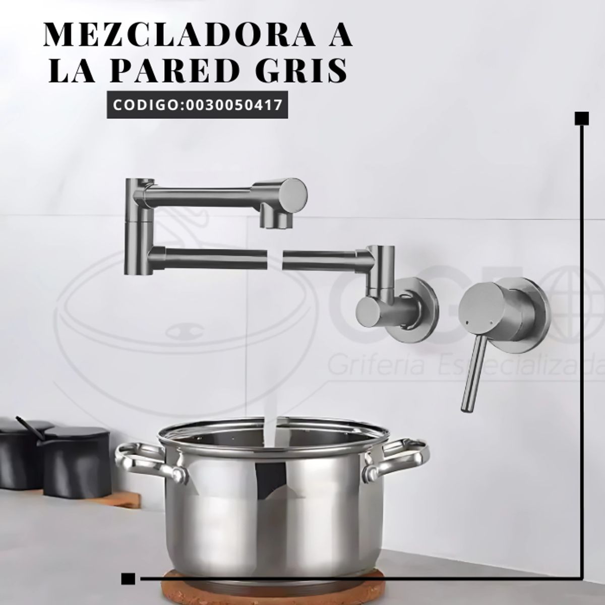 FRATELLI - MEZCLADORA  DE COCINA GIRATORIO  360  GRADOS   A LA PARED GRIS