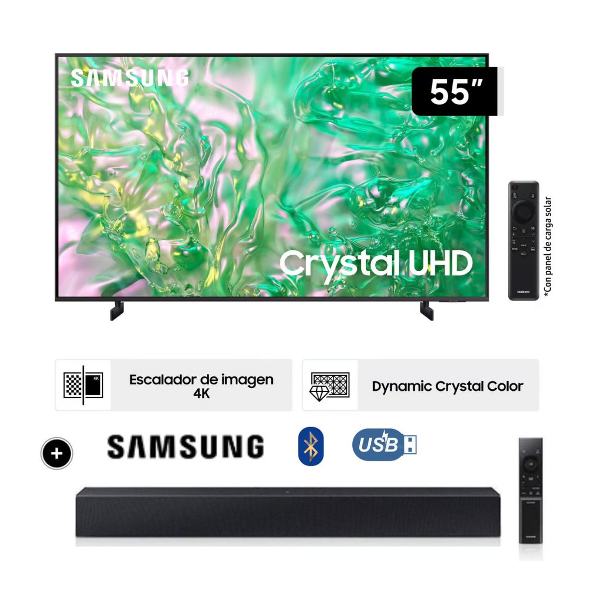 SAMSUNG - Televisor Samsung 55UHD Crystal 4K Tizen OS Smart TV UN55DU8000 +Samsung Soundbar HW-C400