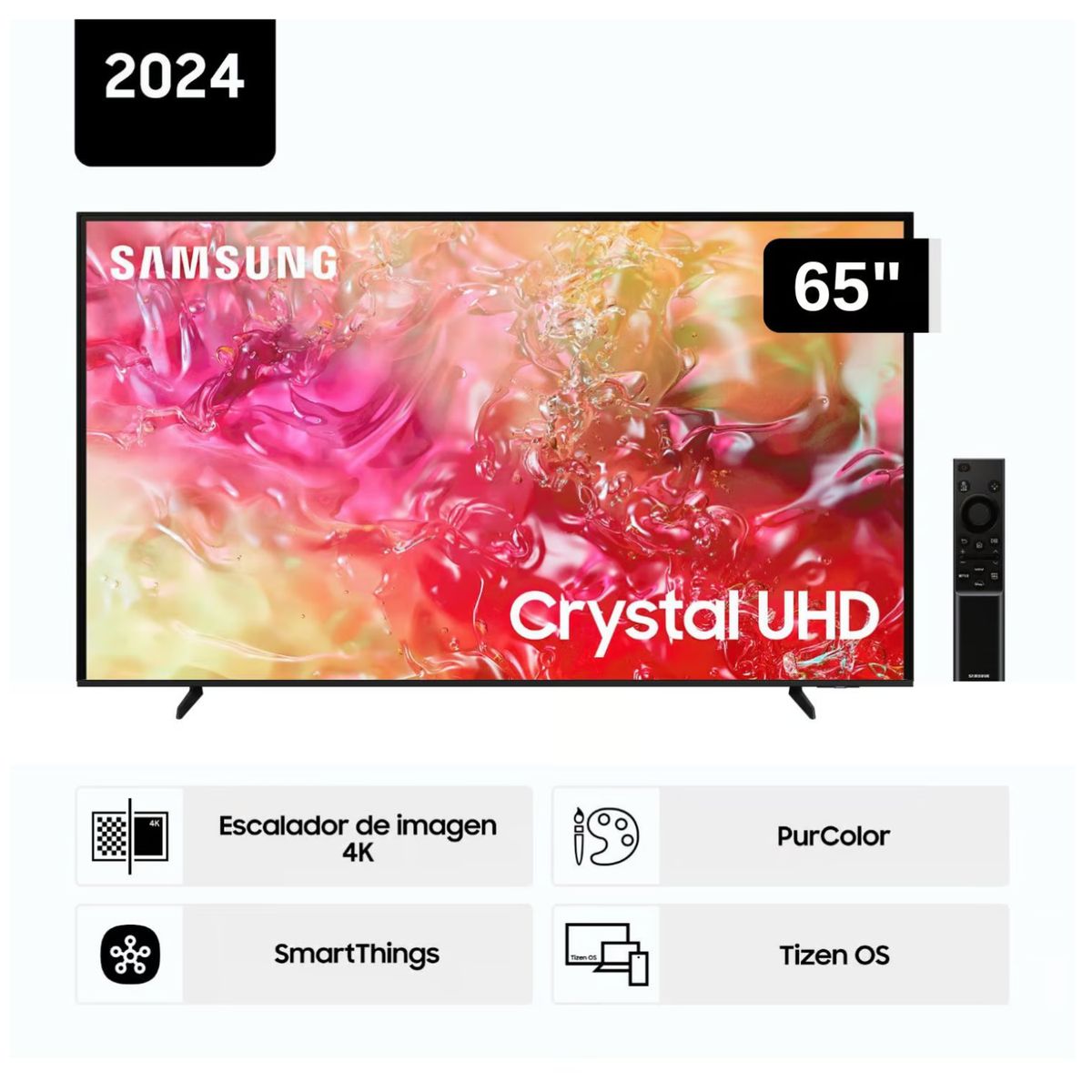 SAMSUNG - Televisor Samsung LED 65'' Crystal UHD 4K 65DU7000 Tizen OS Smart TV - Nuevo 2024