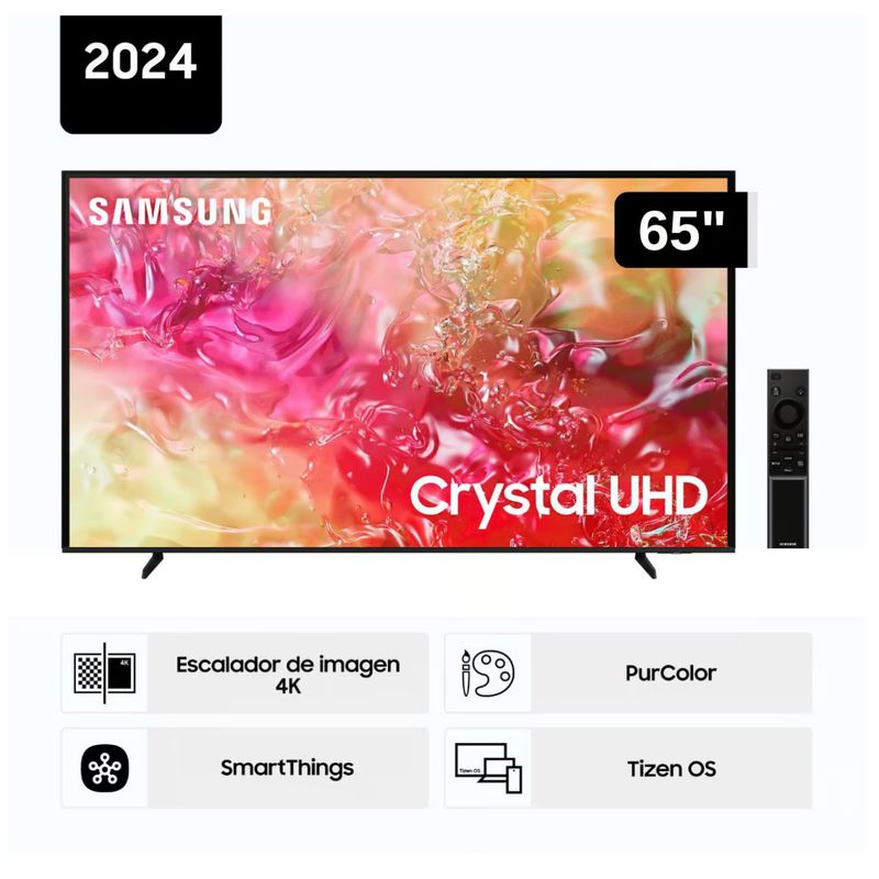 SAMSUNG - Televisor Samsung LED 65'' Crystal UHD 4K 65DU7000 Tizen OS Smart TV - Nuevo 2024