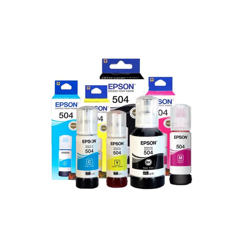 GENERICO - PACK TINTAS EPSON T504 SIN CAJA NEGRO CYAN MAGENTA Y AMARILLO