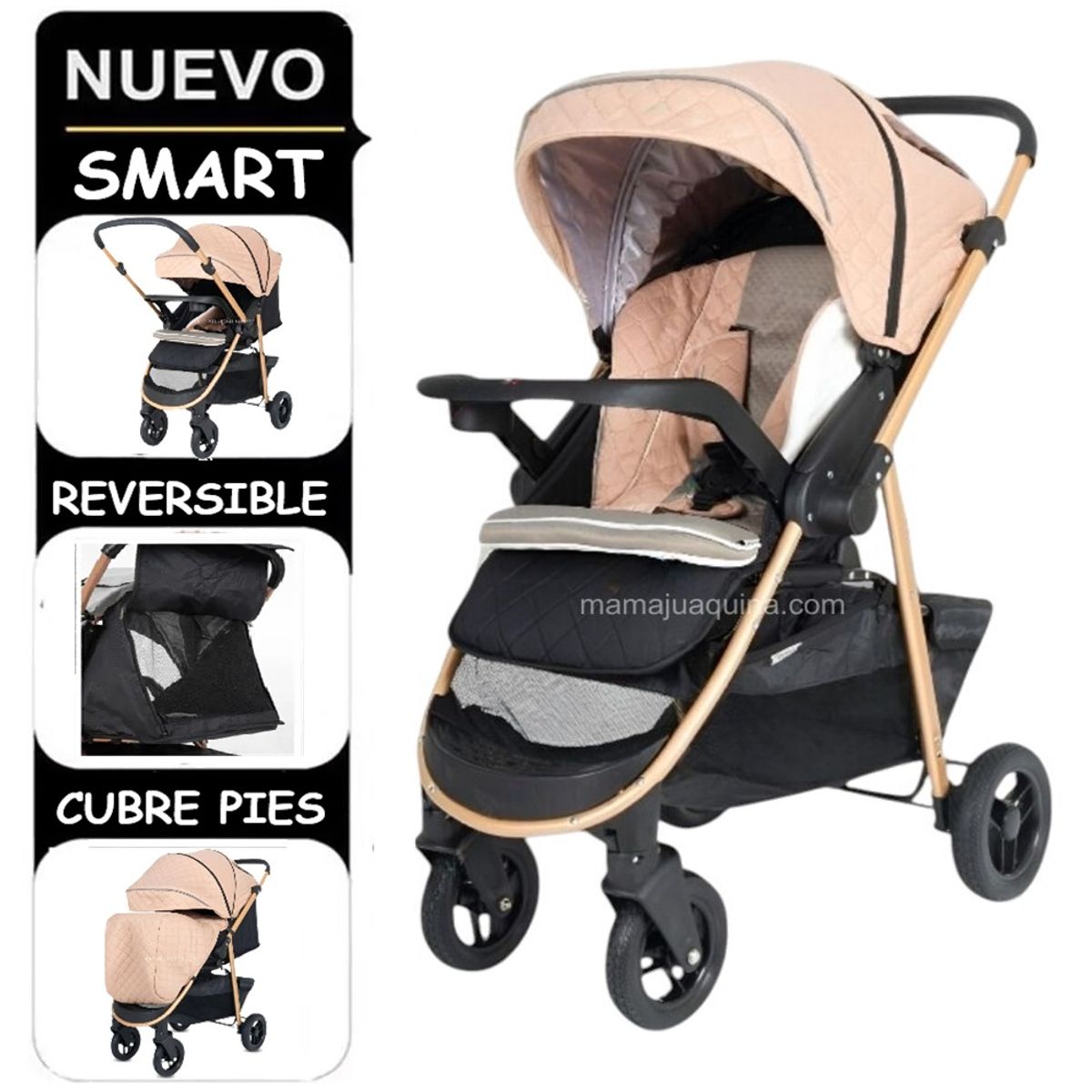 BABY HAPPY - Coche Cuna Baby Happy Smart BEIGE con Reclinación