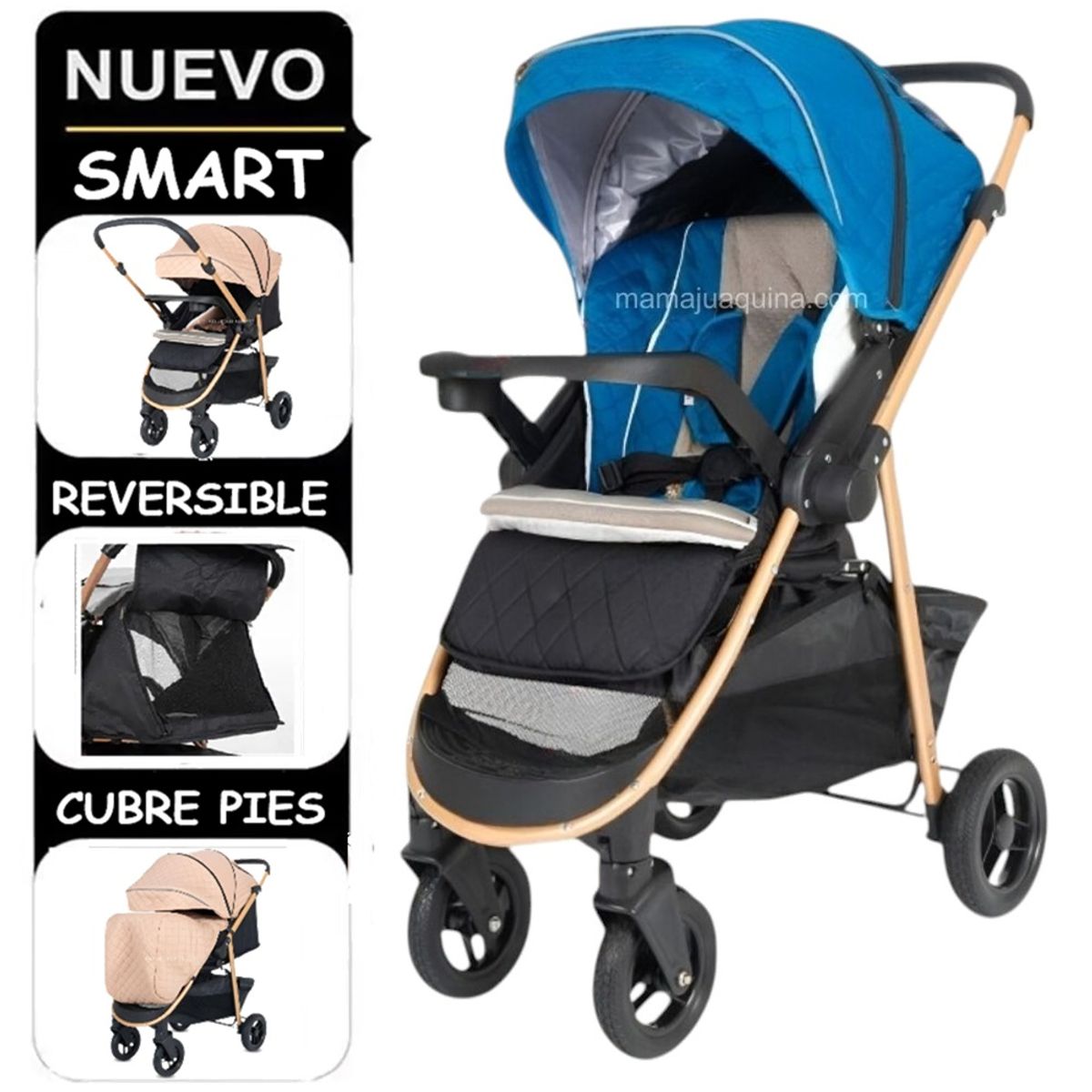 BABY HAPPY - Coche Cuna Baby Happy Smart Black con Reclinación