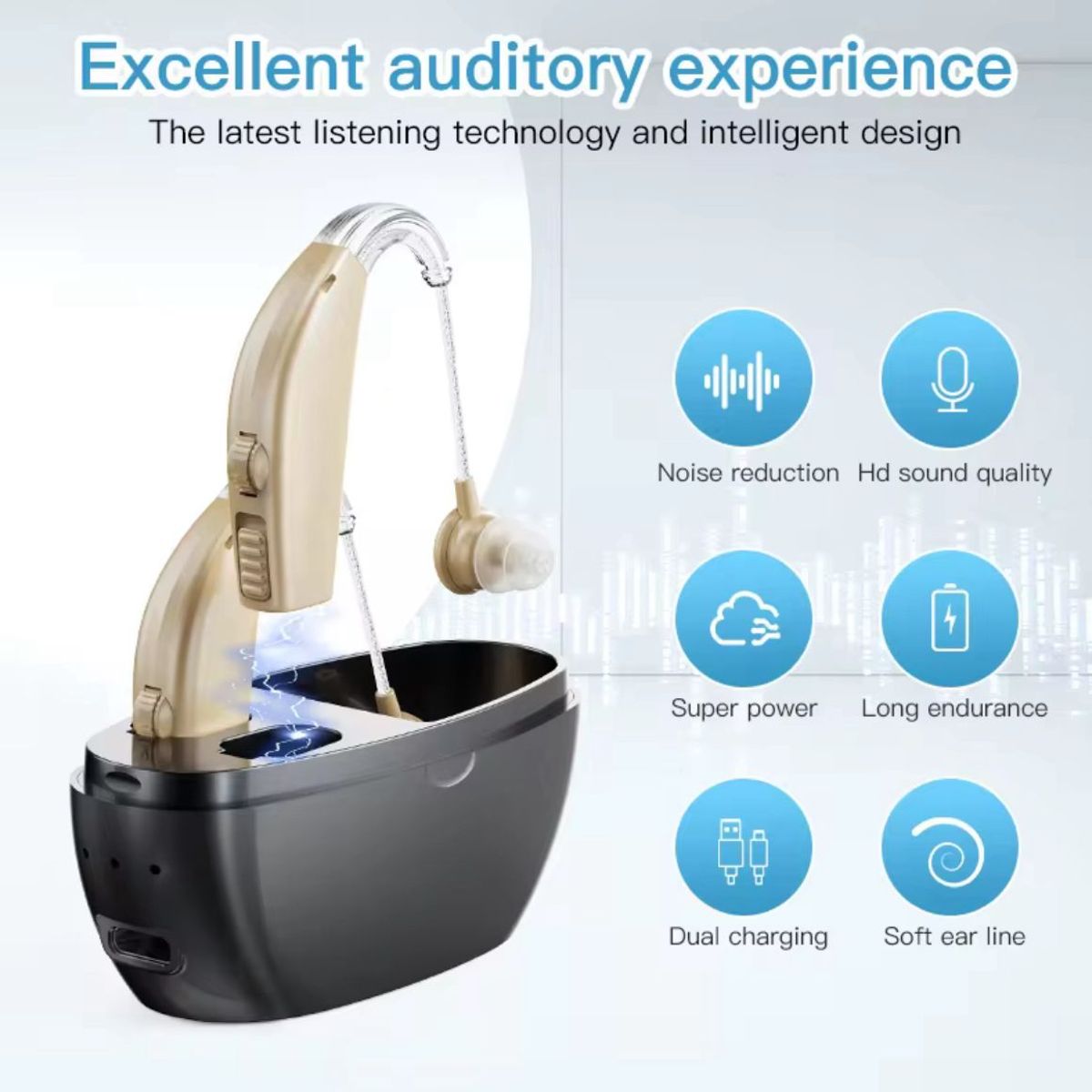 GENERICO - AURICULAR  AUDIFONO AMPLIFICADOR SORDO SORDERA CON CAJA DE CARGA