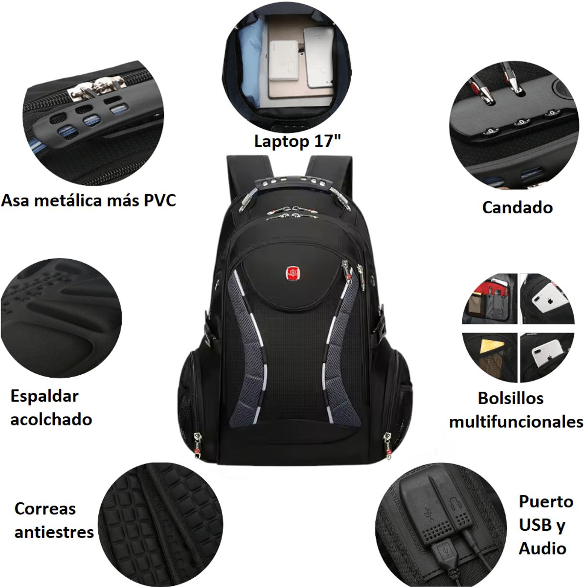 GENERICO - Mochila Antirrobo Sherpa WXL 1858 Portalaptop Urbana Estudios Viajes
