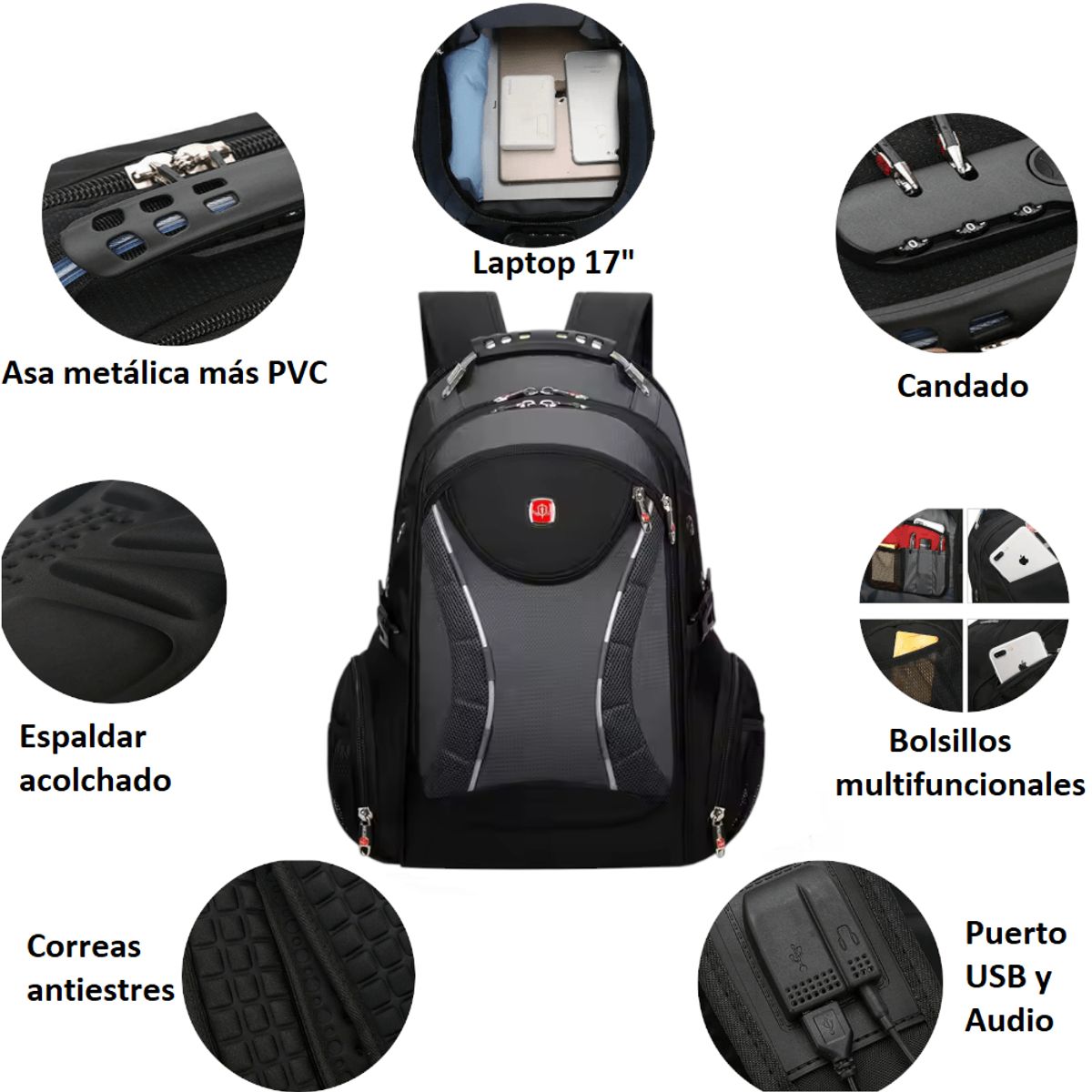 GENERICO - Mochila Antirrobo Sherpa WXL 1858 Portalaptop Urbana Estudios Viajes