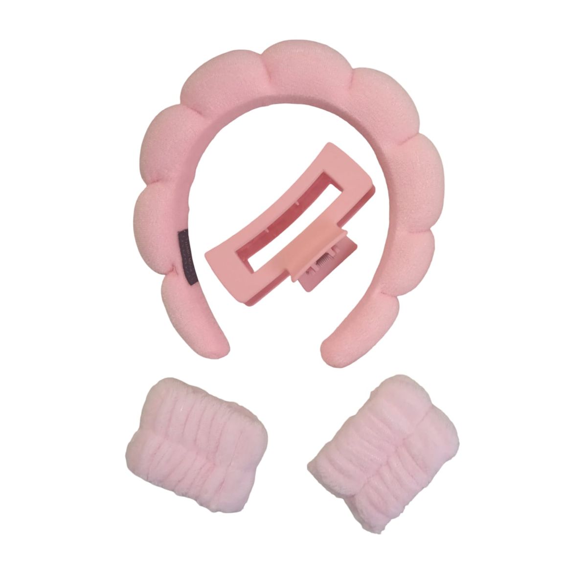 GENERICO - Vincha Diadema para Skincare con Muñequeras y Gancho - Rosa