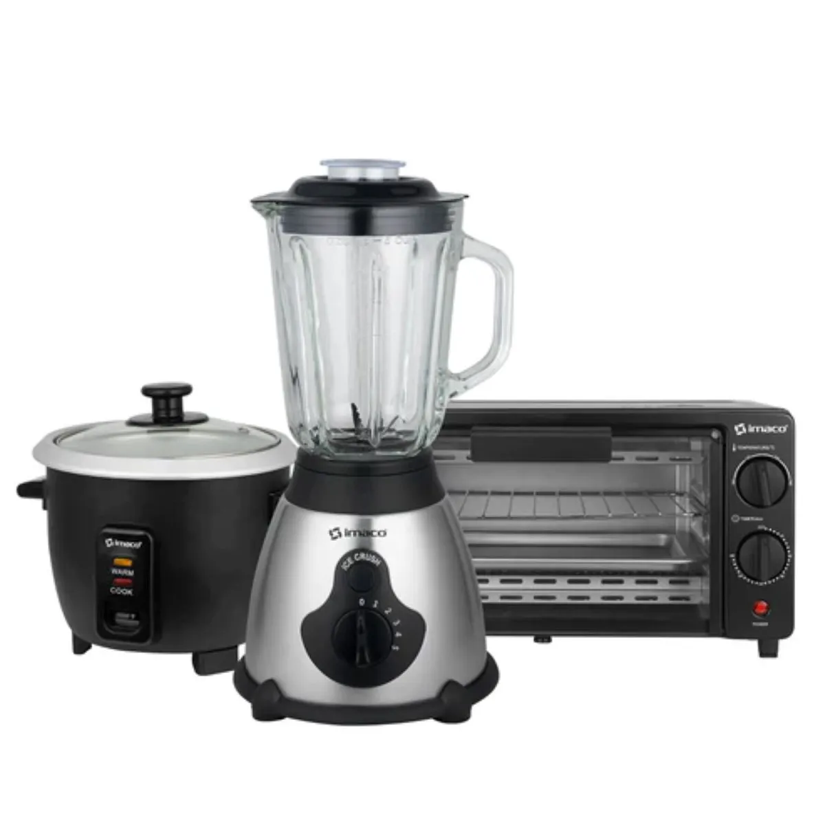IMACO - Combo horno eléctrico 9lts + Olla arrocera 06lts + licuadora 15Lts
