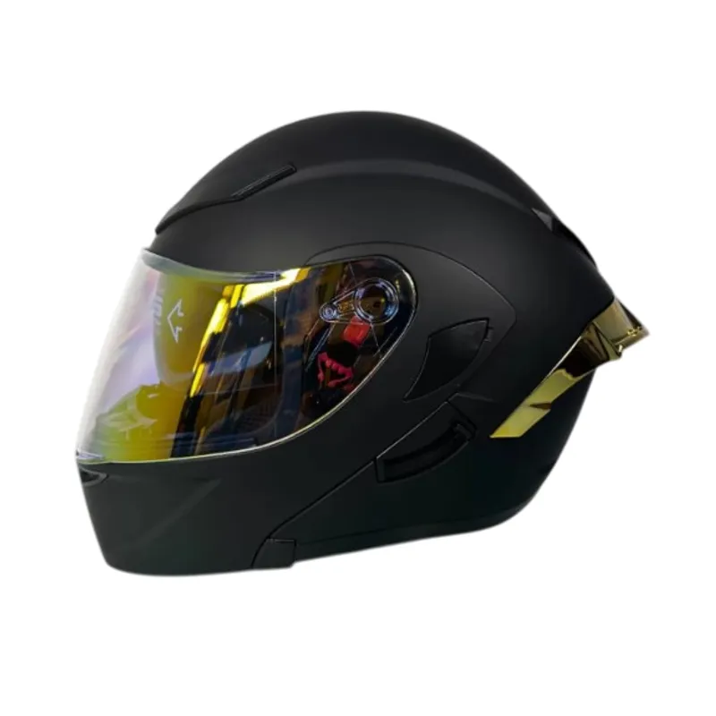 GENERICO - CASCO ABATIBLE XTREME NEGRO VISOR DORADO DIA Y NOCHE L