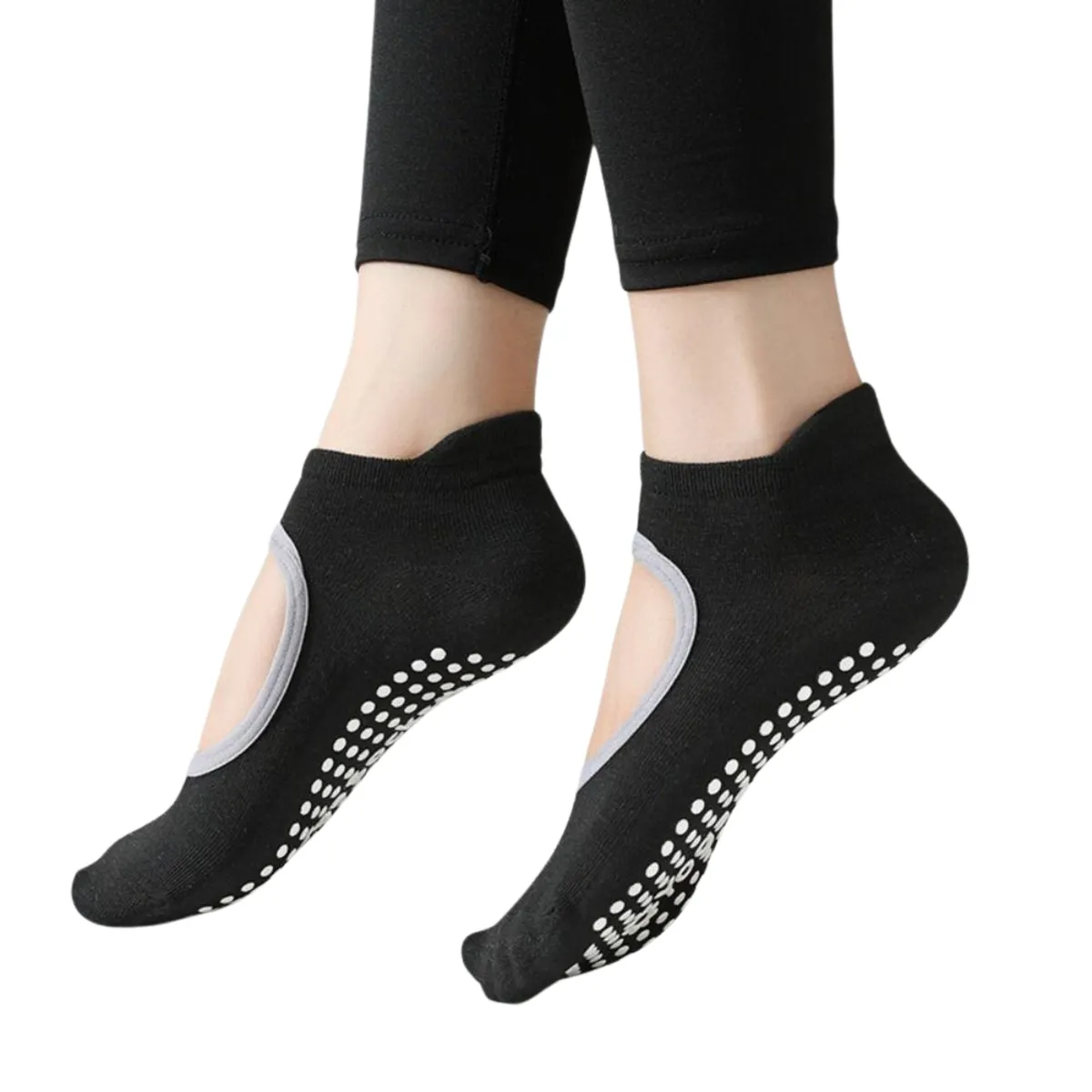 GENERICO - Medias Antideslizantes Open Top Marinera Danza Yoga Pilates Fitbox