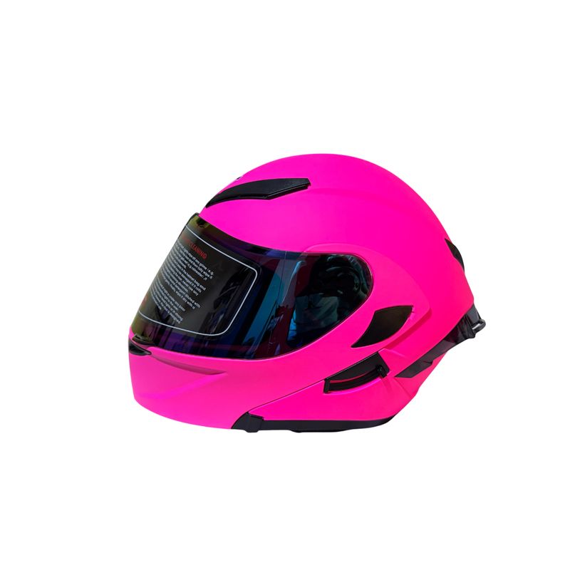 GENERICO - CASCO ABATIBLE XTREME ROSADO VISOR ARCOIRIS L