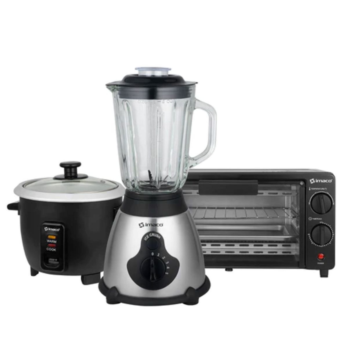 IMACO - Combo horno eléctrico 9lts + Olla arrocera 06lts + licuadora 15Lts
