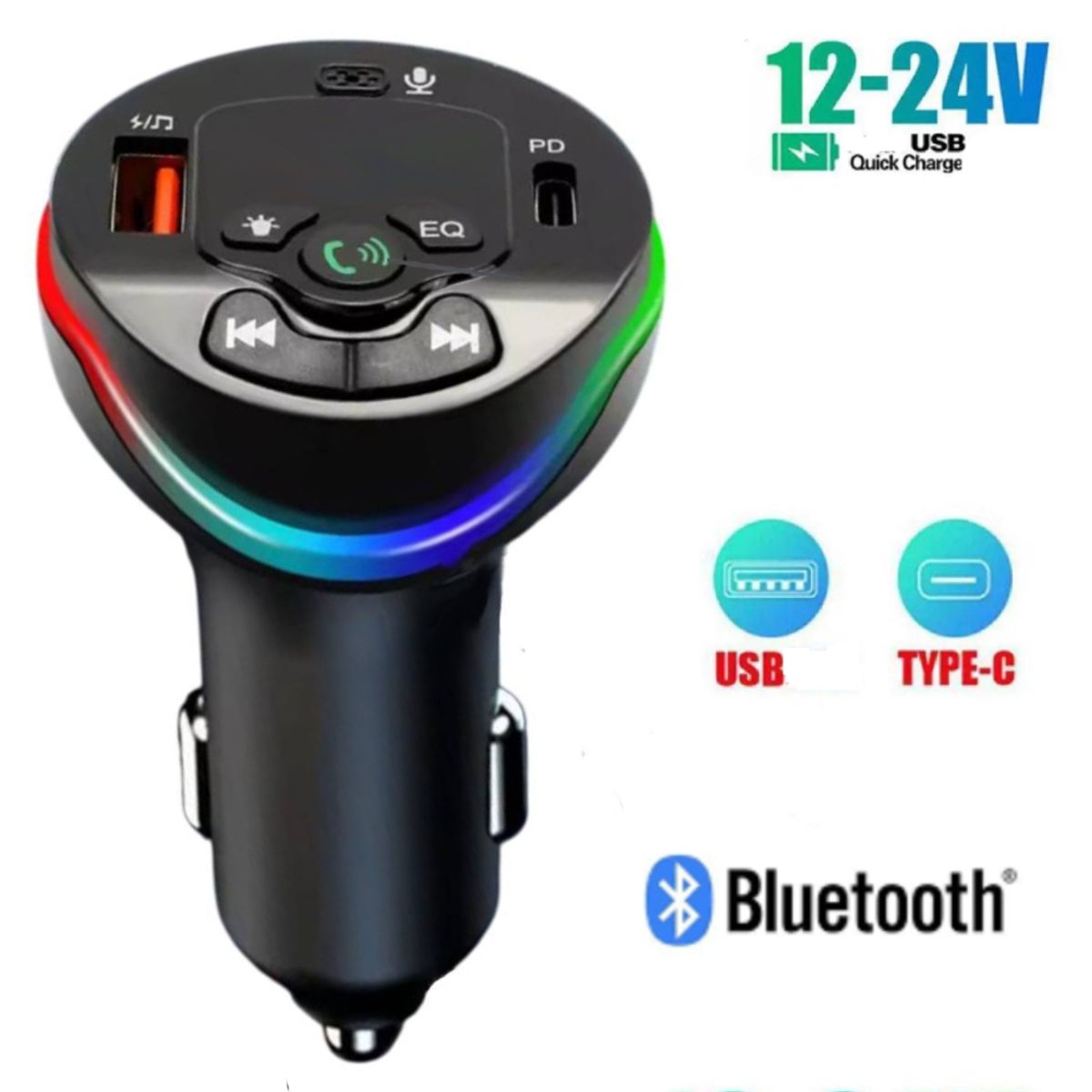 GENERICO - Adaptador Receptor Bluetooth para Auto Cargador Transmisor