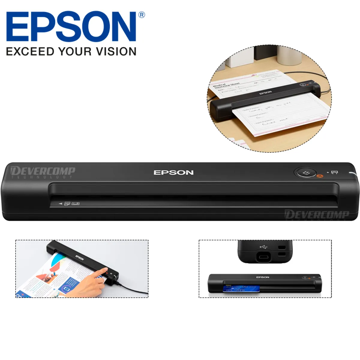 EPSON - Escáner Epson ES-50 WorkForce Portátil USB 2.0