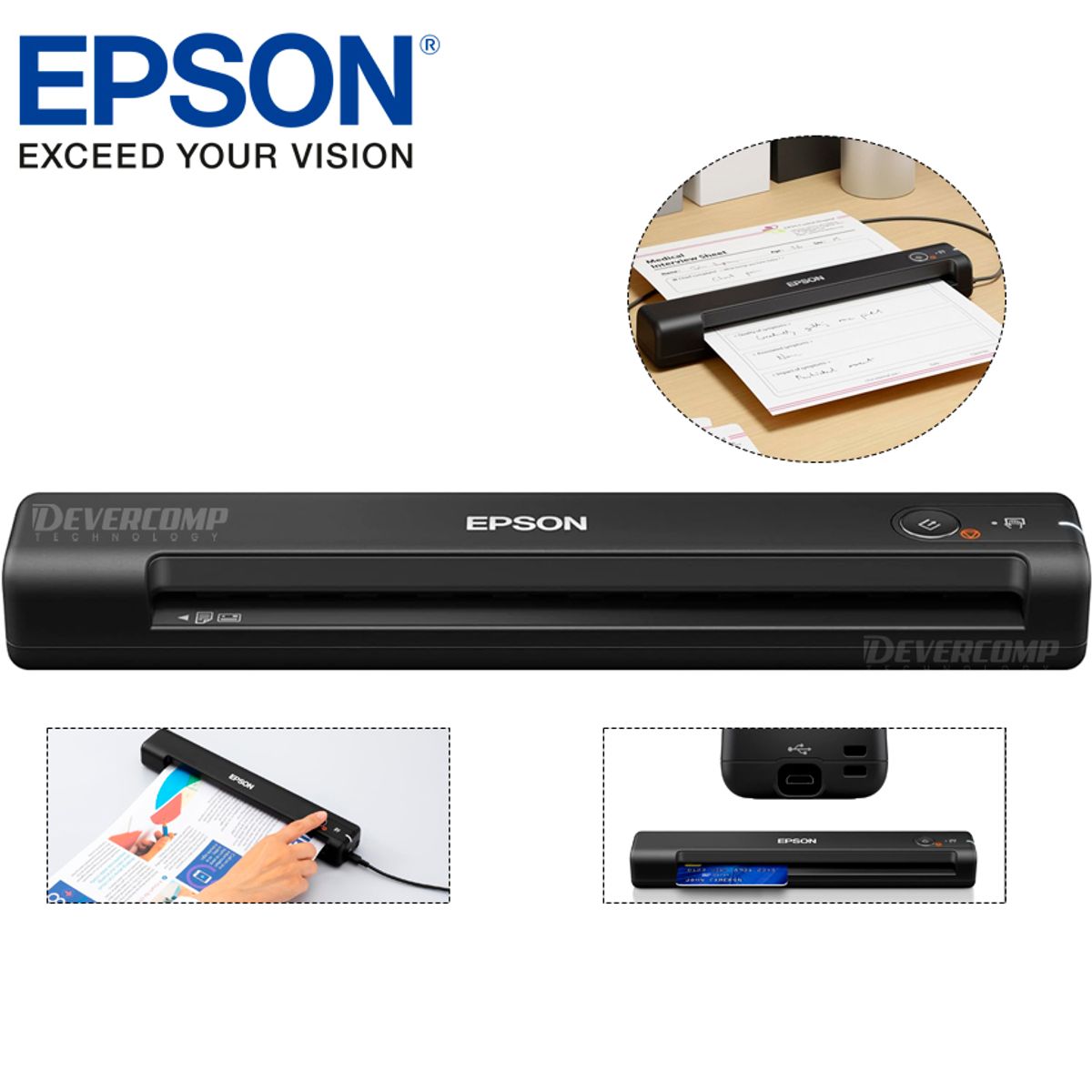 EPSON - Escáner Epson ES-50 WorkForce Portátil USB 2.0