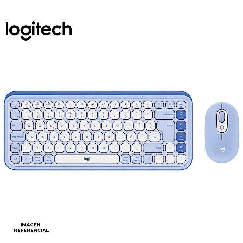 LOGITECH - Teclado y Mouse Logitech Pop Icon Combo  Bluetooth Wireless Lila morado