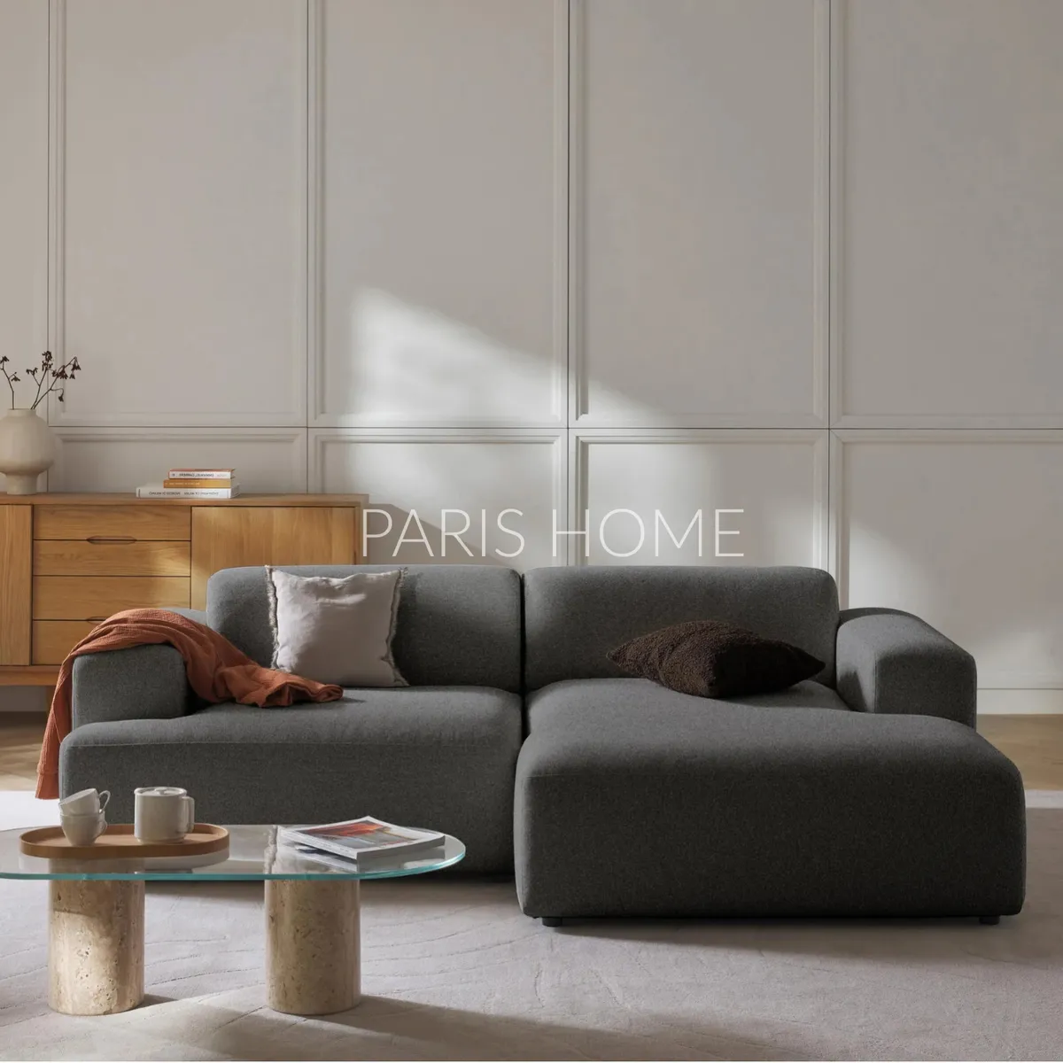 GENERICO - Sofá Derecho Seccional Esquinero 3 Plz Gala Tejido - Gris Oscuro