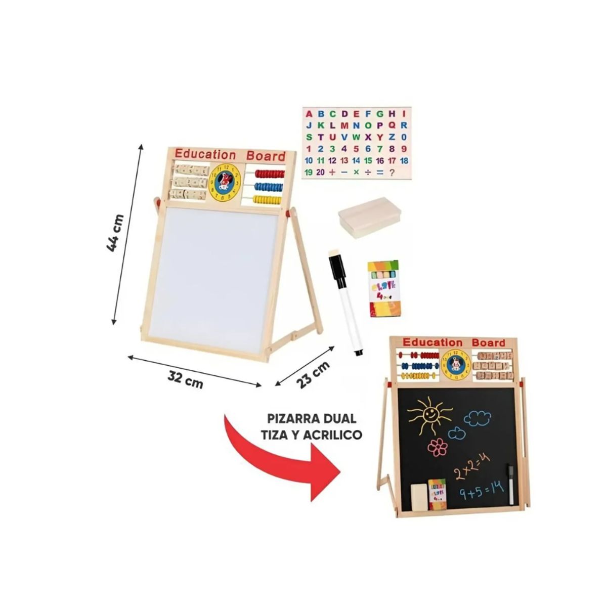 GENERICO - Pizarra Multididactica con abaco montessori para Niños