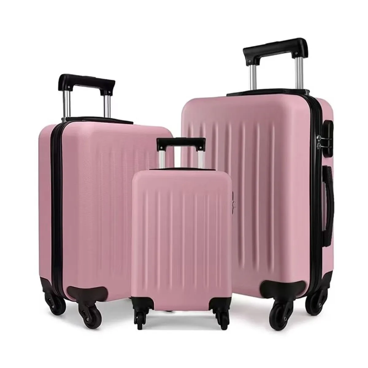 U BUY - Set 3 Maletas Viaje  Equipaje Rueda Cabina Avión ROSADO