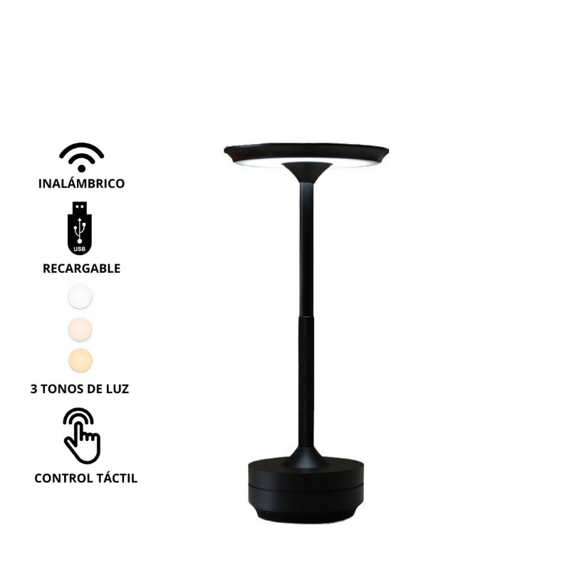 GENERICO - Lámpara Led de Mesa Touch Inalámbrica y Recargable con carga USB