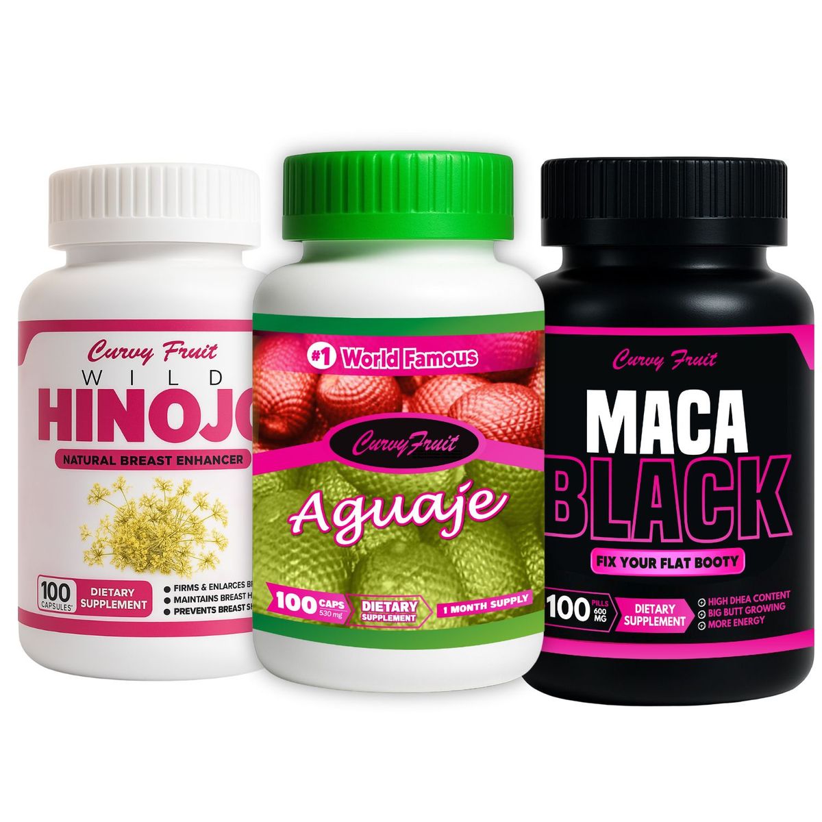 CURVY FRUIT - Full Feminine Pack Wild Hinojo + Aguaje + Black Maca  Curvas Busto y Balance Hormonal Curvy Fruit